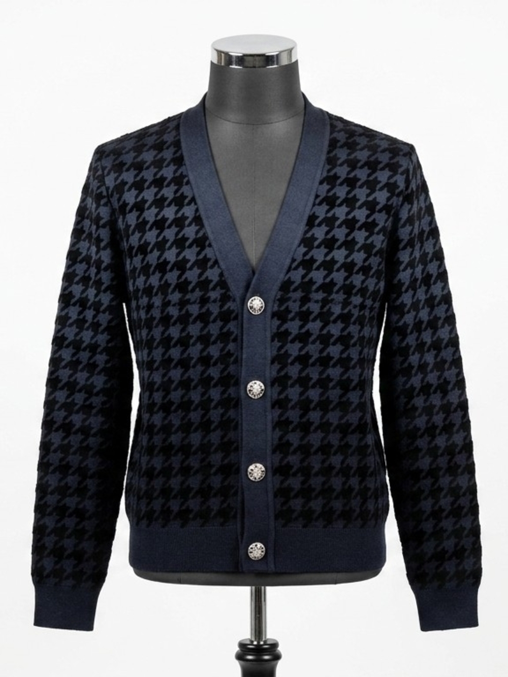 Ann Taylor Women's Navy and Black Houndstooth Button Cardigan